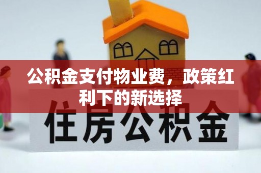 道滘公积金支付物业费，政策红利下的新选择