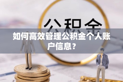 道滘如何高效管理公积金个人账户信息？