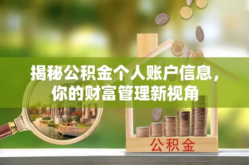道滘揭秘公积金个人账户信息，你的财富管理新视角